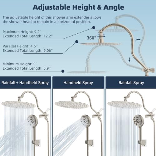 Hibbent All Metal High Pressure Shower Head, 12'' Rainfall Shower Head