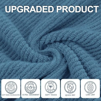 VOOVA & MOVAS 6PC Towel Set, 100% Cotton, Denim Blue