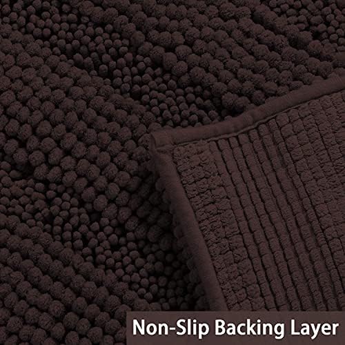 Turquoize Chenille Bath Rugs Shaggy Bathroom Rugs Non Slip Bath Mat for Bathroom 24 x 36 Brown Bath Rug for Bath Room Extra Soft and Absorbent Area Rug, 24"x 36", Brown