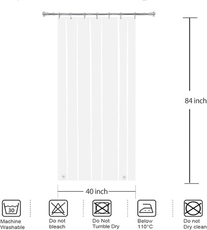 Clear Tall and Small Shower Liner 40x84 for RV Camper Single Bath | Transparent Narrow Stall Peva Plastic Vinyl Shower Curtain Sets for Stand Up Single Bathroom