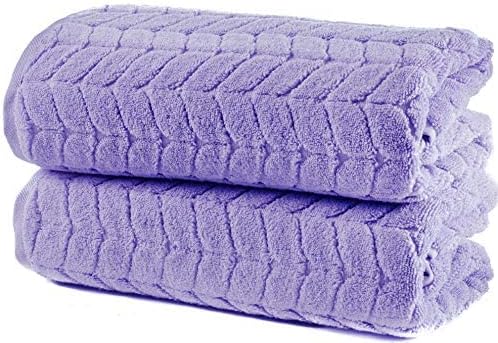 BAGNO MILANO Turkish Cotton Bath Towels, Hand Towels - Soft Plush Jacquard Collection Luxury Towels Set (Lilac, Bath Towel Set of 2)