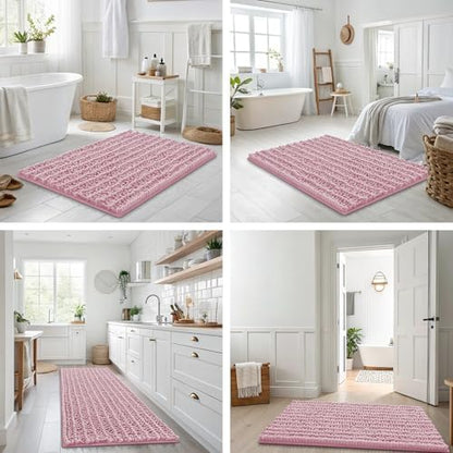 Smiry Bathroom Rugs 44X24, Extra Soft Rubber Backing Chenille Bath Mats