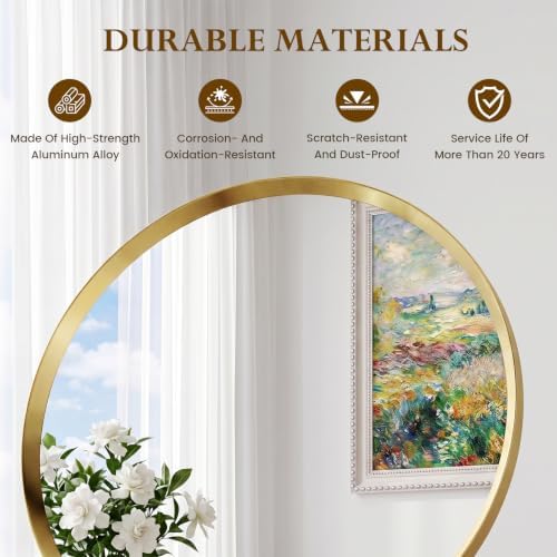 48 inch Brushed Gold Round Bathroom Mirror,Circle Mirror