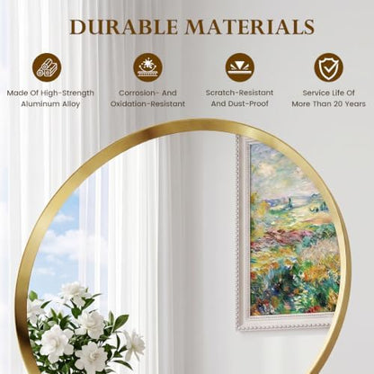 26 inch Brushed Gold Round Bathroom Mirror,Circle Mirror