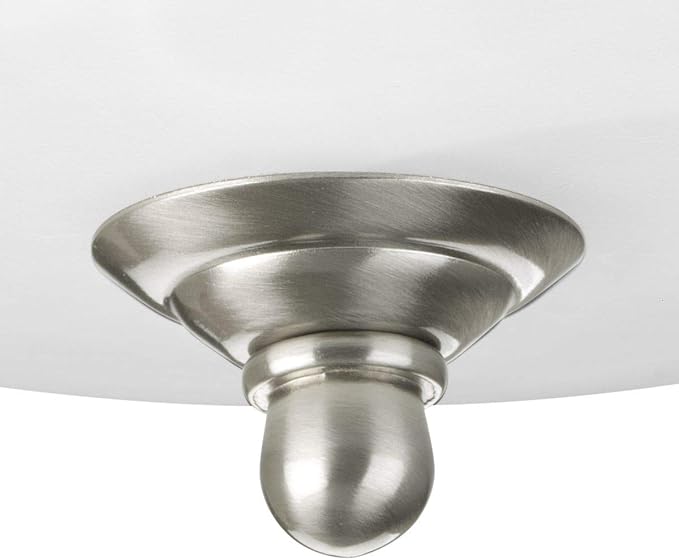 Progress Lighting 1-Light Ceiling Light, Flush Mount Ceiling Light Fixture for Interior Kitchen Lights, Hallway, Bedroom, Living Room, 11-3/8-Inch by 5-1/2-Inch, Brushed Nickel, Alabaster Glass Shade