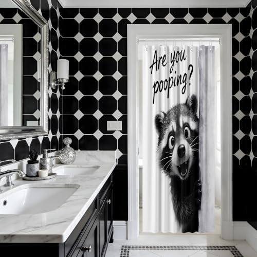 Small Stall Shower Curtain Rv Cute Raccoon, 48 x 72 Inchs