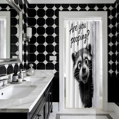 Small Stall Shower Curtain Rv Cute Raccoon, 48 x 72 Inchs