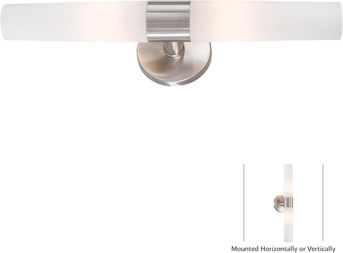 GEORGE KOVACS P5042-144 Saber Vanity Bath Light, 2-Light, 120 Total Watts, 4.75-in H x 20-in W, Brushed Stainless Steel