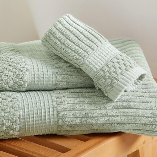 Springtree Home 100% Cotton Bath Towel Set | 6-Piece Set | Eucalyptus