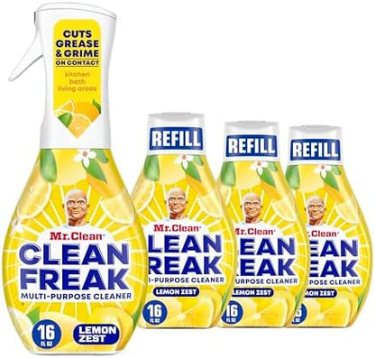 Mr. Clean Clean Freak Multi Surface Cleaning Spray, Deep Cleaning Mist Starter Kit and Refill Bundle, Lemon Zest Scent, 64 fl oz