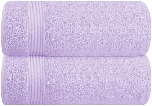 Belizzi Home Cotton 2 Pack Oversized Bath Sheet 35x70, Large Bath Sheet, Ultra Soft, Absorbent, Compact, Eco-Friendly, Recyclable, Quick Drying and Lightweight Towel - Purple