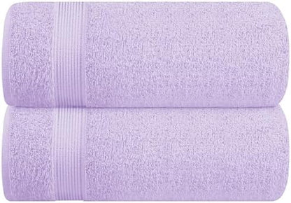 Belizzi Home Cotton 2 Pack Oversized Bath Sheet 35x70, Large Bath Sheet, Ultra Soft, Absorbent, Compact, Eco-Friendly, Recyclable, Quick Drying and Lightweight Towel - Purple