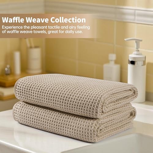 Microfiber Waffle Bath Towels, 4 Pieces, Soft, Absorbent, Fast Drying, Lint Free 430 GSM (27''x55''/68.58 cm x139.7 cm)