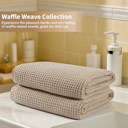 Microfiber Waffle Bath Towels, 4 Pieces, Soft, Absorbent, Fast Drying, Lint Free 430 GSM (27''x55''/68.58 cm x139.7 cm)