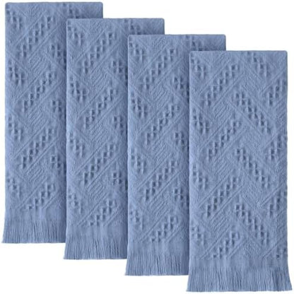HunnmingRe 4 Pack Boho Hand Towel for Kitchen, Dusty Blue