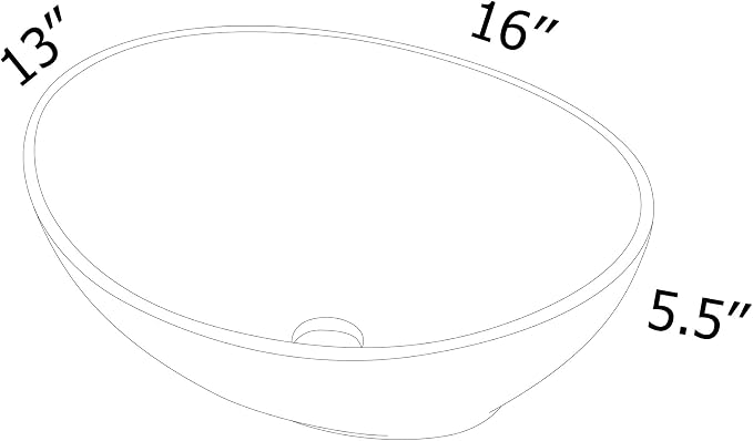 Dcolora Bowl Sink for Bathroom 16"x13" White Oval Vessel Sink Above Counter Vanity Sink Bowl Basin, Boat(Egg) Shape 16"x13" - DC-V8897