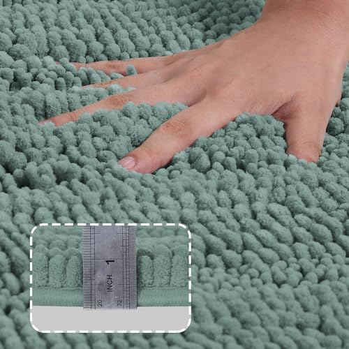 Turquoize Bathroom Runner Rug 17"x47", Soft Absorbent Chenille Bath Rug