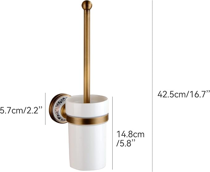 Toilet Brush with Holder for Bathroom Antique Bronze Wall Mounted Toilet Wall Mounted Bathroom Hardware Accessories,Porcelain Design