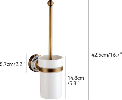 Toilet Brush with Holder for Bathroom Antique Bronze Wall Mounted Toilet Wall Mounted Bathroom Hardware Accessories,Porcelain Design