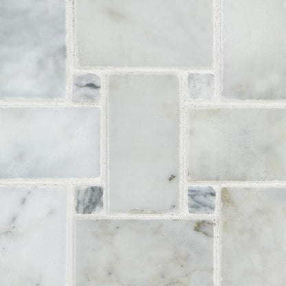 MSI Calacatta Cressa Honed Marble Basketweave Wall Tile for Kitchen Backsplash, for Bathroom, Accent, and Shower Tile, Mesh-Mounted Mosaic Tile, 12.2 x 12.2, White, 10 Piece