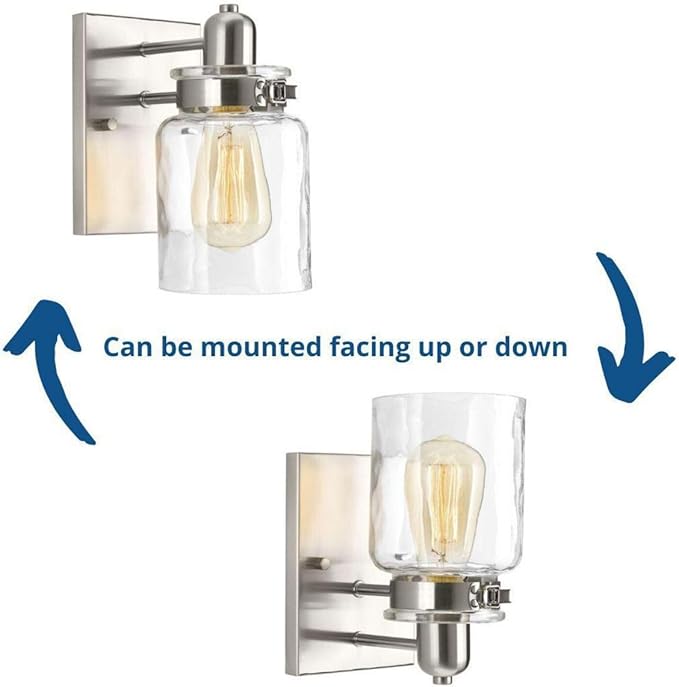 Calhoun Collection 1-Light Clear Glass Farmhouse Bath Vanity Light Brushed Nickel
