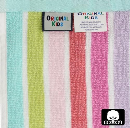 ORIGINAL KIDS 6 Piece Towel Set - 100% Cotton Cabana Stripe Kids Towel Set