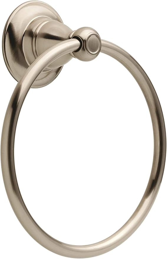 Delta Porter (1-Pack) Hand Towel Holder SpotShield Brushed Nickel Towel Racks for Bathroom Wall Round Towel Ring Holder for Bath Towel Hanger for Kitchen, Bathroom Accessories PTR46-BN