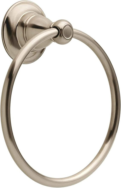 Delta Porter (1-Pack) Hand Towel Holder SpotShield Brushed Nickel Towel Racks for Bathroom Wall Round Towel Ring Holder for Bath Towel Hanger for Kitchen, Bathroom Accessories PTR46-BN