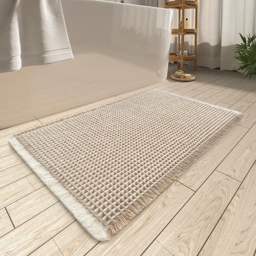 Upgraded Waffle Bath Mat Ultra Absorbent Non Slip Bathroom Mat, 18" x 30"