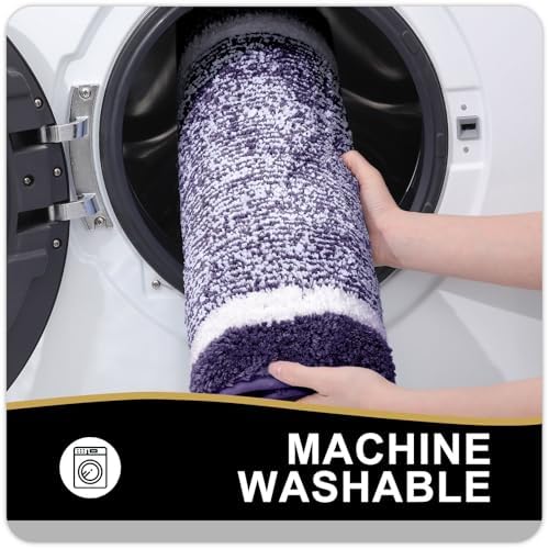 OLANLY Small Bathroom Rugs 24x16, Absorbent Microfiber Bath Rugs, Purple