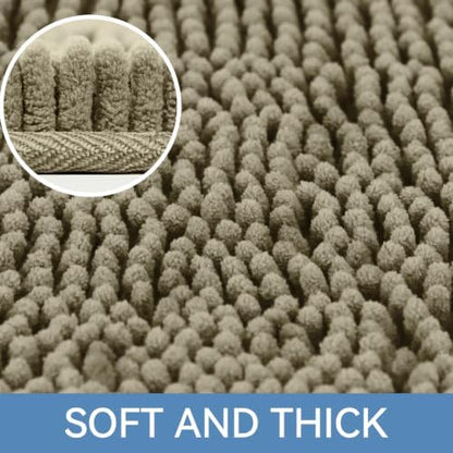 Bcoimo Bath Rug Mat,30x20 Chenille High Absorbent Latte Bathrom Floor Mats