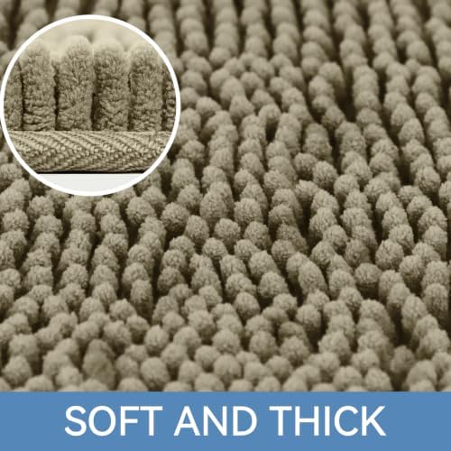 Bcoimo Bath Rug Mat,36x24 Chenille High Absorbent Latte Bathrom Floor Mats