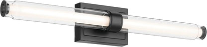 Kichler Laurene LED Bath Bar Light, Black | Linear vanity light with clear glass for mirrors and vanities (31" x 5" x 4.75"), 55239BKLED