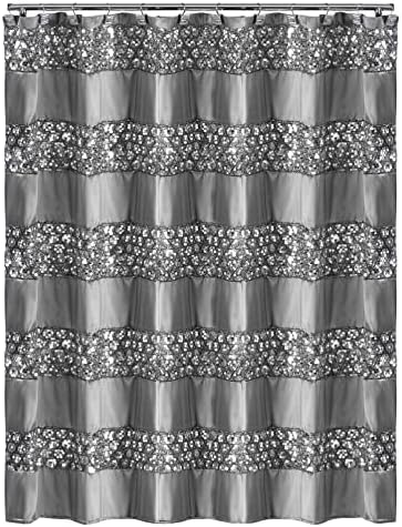 Popular Bath Sinatra Bathroom Luxury Glamorous Fabric Modern shower Curtain unique Design Bling Silver