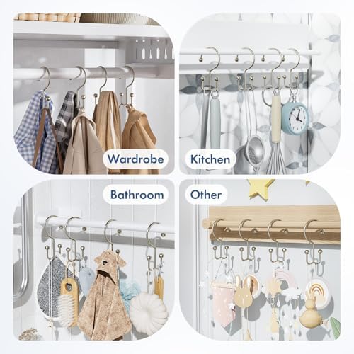 Bathway Shower Curtain Hooks Matte Nickel Shower Curtain Rings, 12 Pcs Double Hook Shower Curtain Hooks Rings Shower Curtain Hangers Rust Proof, Metal Shower Hooks for Bathroom Shower Curtain Rod