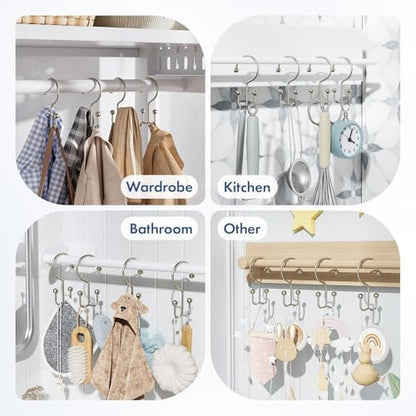Bathway Shower Curtain Hooks Matte Nickel Shower Curtain Rings, 12 Pcs Double Hook Shower Curtain Hooks Rings Shower Curtain Hangers Rust Proof, Metal Shower Hooks for Bathroom Shower Curtain Rod