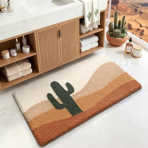 LUMI Cactus Bathroom Rug 24x36 Soft Absorbent Bath Mat, Non Slip