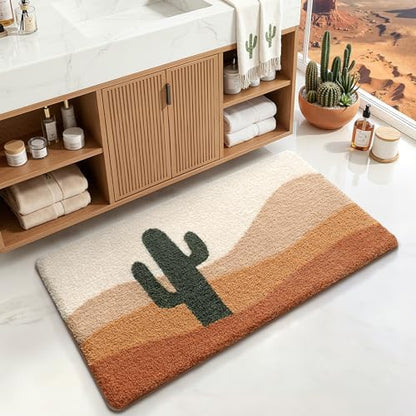 LUMI Cactus Bathroom Rug 24x36 Soft Absorbent Bath Mat, Non Slip