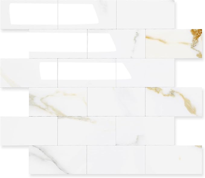 2026 New Upgrade Peel and Stick Backsplash Tile, Peel and Stick 11.34" X 11.57" Wall Tile for Kitchen, Bathroom, Fireplace, Laundry (Polished Marble, 1 Pack)