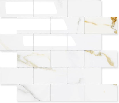 2026 New Upgrade Peel and Stick Backsplash Tile, Peel and Stick 11.34" X 11.57" Wall Tile for Kitchen, Bathroom, Fireplace, Laundry (Polished Marble, 1 Pack)