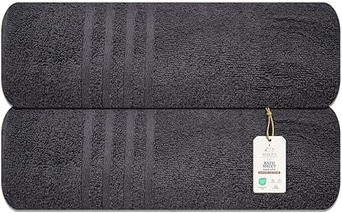 Pack of 2 Jumbo Bath Sheet 40 x 80 Inches, Extra Large Lightweight & Quick Dry Bath Towel, Super Soft & Highly Absorbent – 100% Cotton, Perfect to Wrap Yourself in – Charcoal Grey