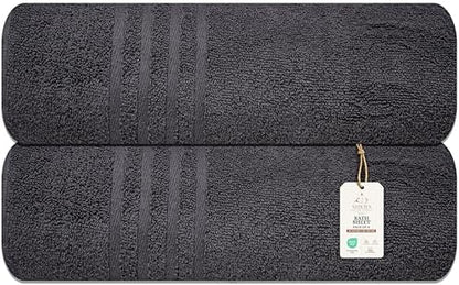 Pack of 2 Jumbo Bath Sheet 40 x 80 Inches, Extra Large Lightweight & Quick Dry Bath Towel, Super Soft & Highly Absorbent – 100% Cotton, Perfect to Wrap Yourself in – Charcoal Grey