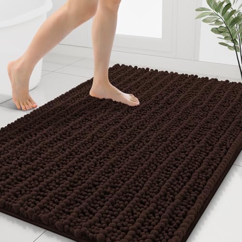 Smiry Bathroom Rugs 40X32, Extra Soft Rubber Backing Chenille Bath Mats