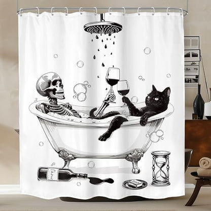 Skull Gothic Spooky Cool Bone BUBB Bathroom Shower Curtain Set