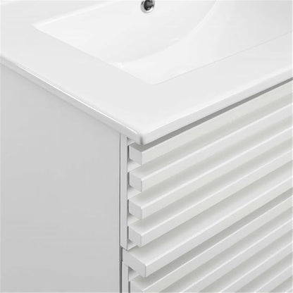 Modway Render Mid-Century Bathroom Vanity with Sink in White White