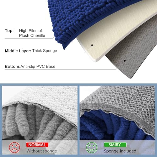 Smiry Bathroom Rugs 34X21, Luxury Chenille Extra Soft Absorbent Bath Mat