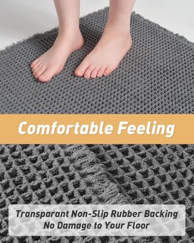 Upgraded Waffle Bath Mat Ultra Absorbent Non Slip Bathroom Mat, 24" x 36"