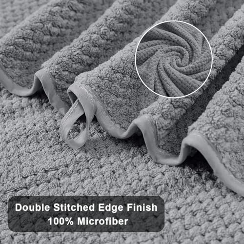 8-Piece Gray Bath Towels Set,2 Oversized Large Bath Towels Sheet,2 Hand Towels and 4 Washcloths - 600 GSM Soft Luxury Towel Set,Highly Absorbent Quick Dry Towel Collection for Bathroom,Hotel and Spa