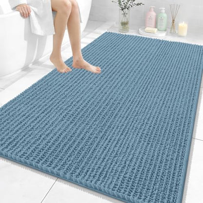 OLANLY Large Bathroom Rugs 59x35, Thick Soft Absorbent Chenille Bath Rugs