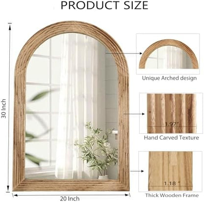 LOSOUR 2 Pack Arched Mirror, Farmhouse Decor Solid Wood Frame Wall Mirror, Vintage Bathroom Mirrors or Bathroom, Living Room,Bedroom, Entryway, Hallway,Foyer (Brown, 2 Pack-30 L x 20" W)